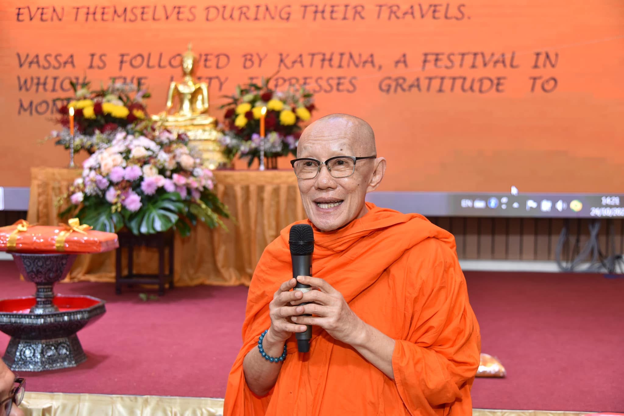 Venerable Seck Kong Hian speaking at Buddhaguna Buddhist Temple